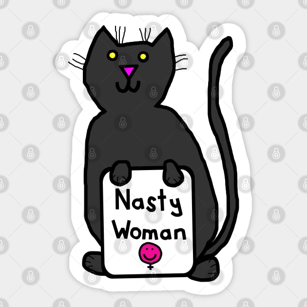 Small Cat with Nasty Woman Sign Sticker by ellenhenryart